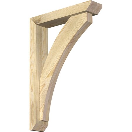 Ekena Millwork Thorton Slat Rough Sawn Bracket w/ Offset Brace, Douglas Fir, 4"W x 18"D x 26"H BKT0402X18X26THR06RDF